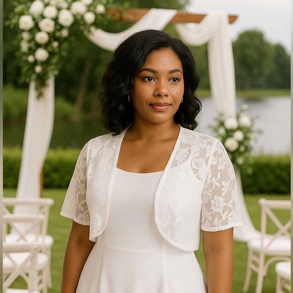 Elegant White Lace Bolero Shrug – Lightweight Sheer Floral Cover-Up